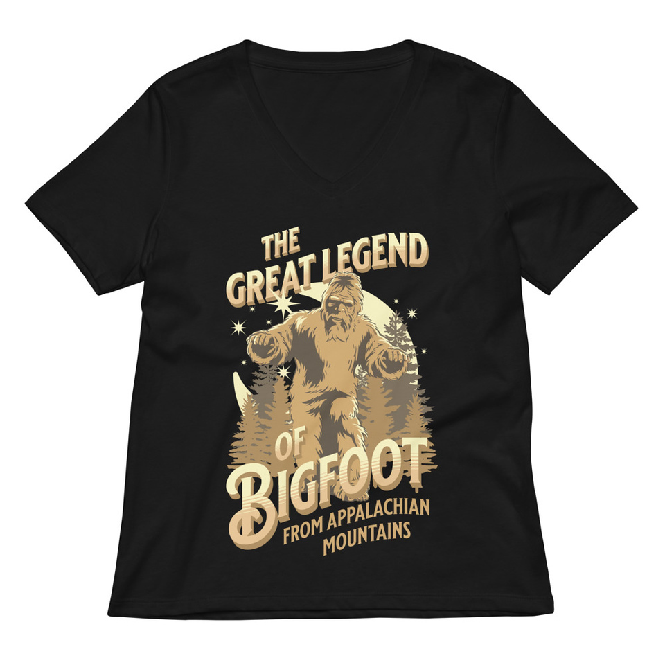 Bigfoot Legend  - Appalachian Forest Women's Relaxed V-Neck T-Shirt