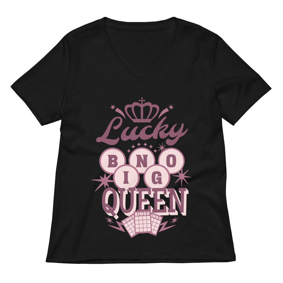 Bingo Queen - Retro Crown Women's Relaxed V-Neck T-Shirt