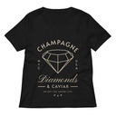 Black Diamonds - Elegant Women's Relaxed V-Neck T-Shirt