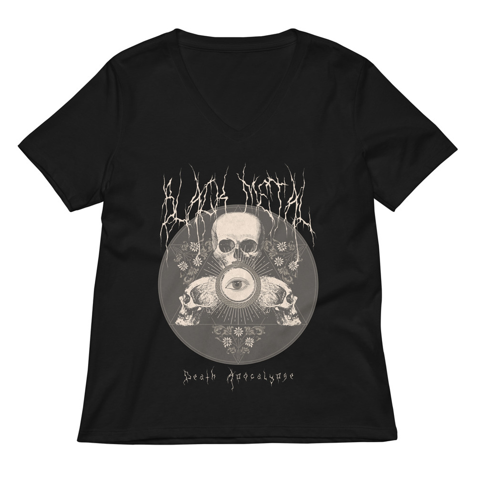 Black Metal - Hardcore skull theme design Women's Relaxed V-Neck T-Shirt