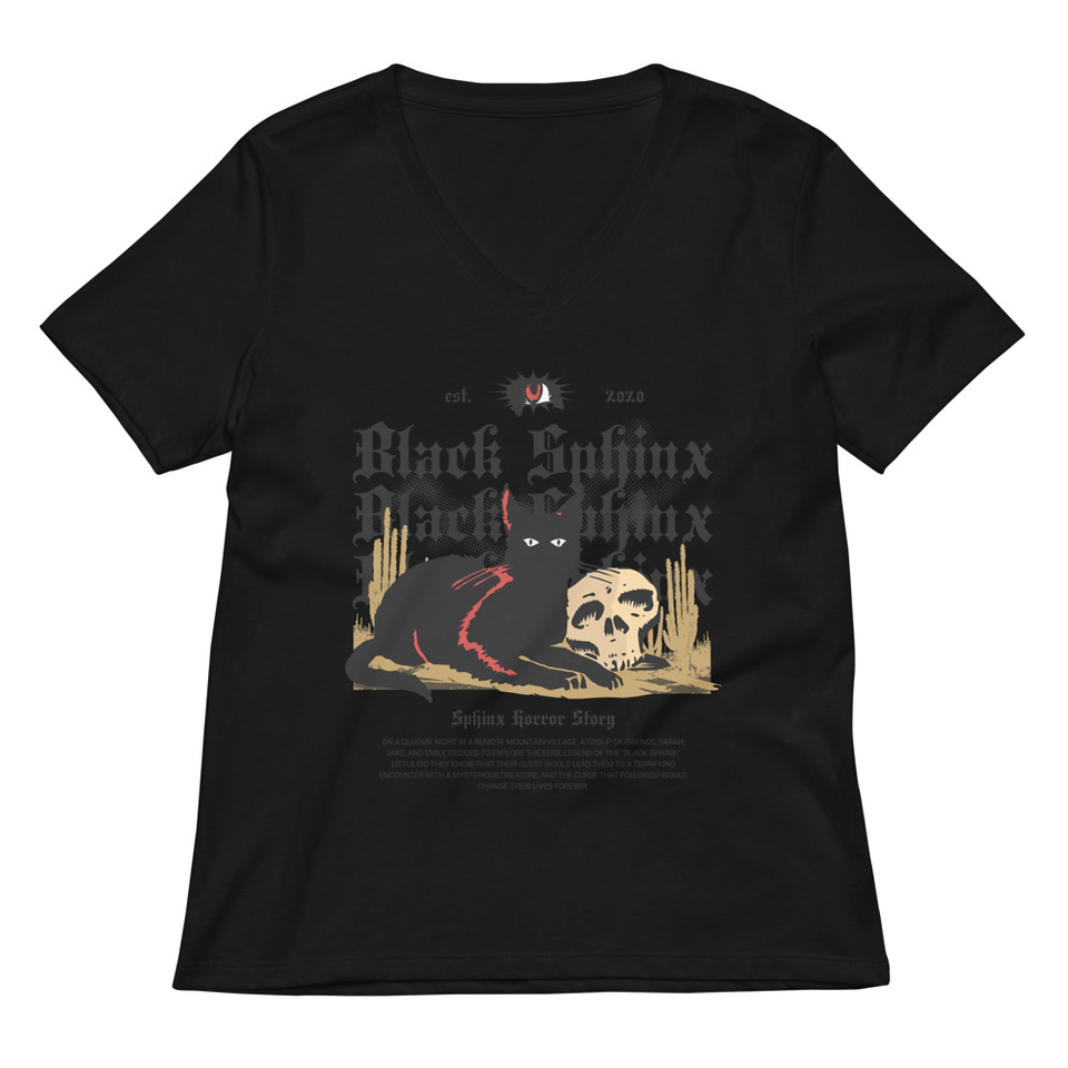 Black Sphinx Women's Relaxed V-Neck T-Shirt