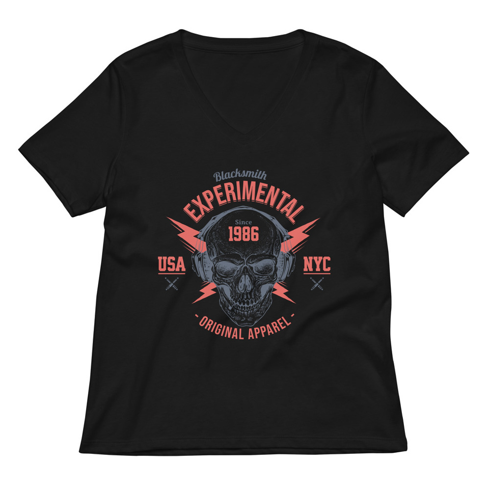Blacksmith Experimental - Rock Skull Women's Relaxed V-Neck T-Shirt