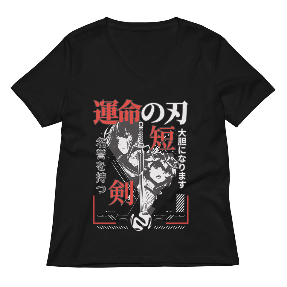 Blades of Fate - Japanese Manga Anime Women's Relaxed V-Neck T-Shirt