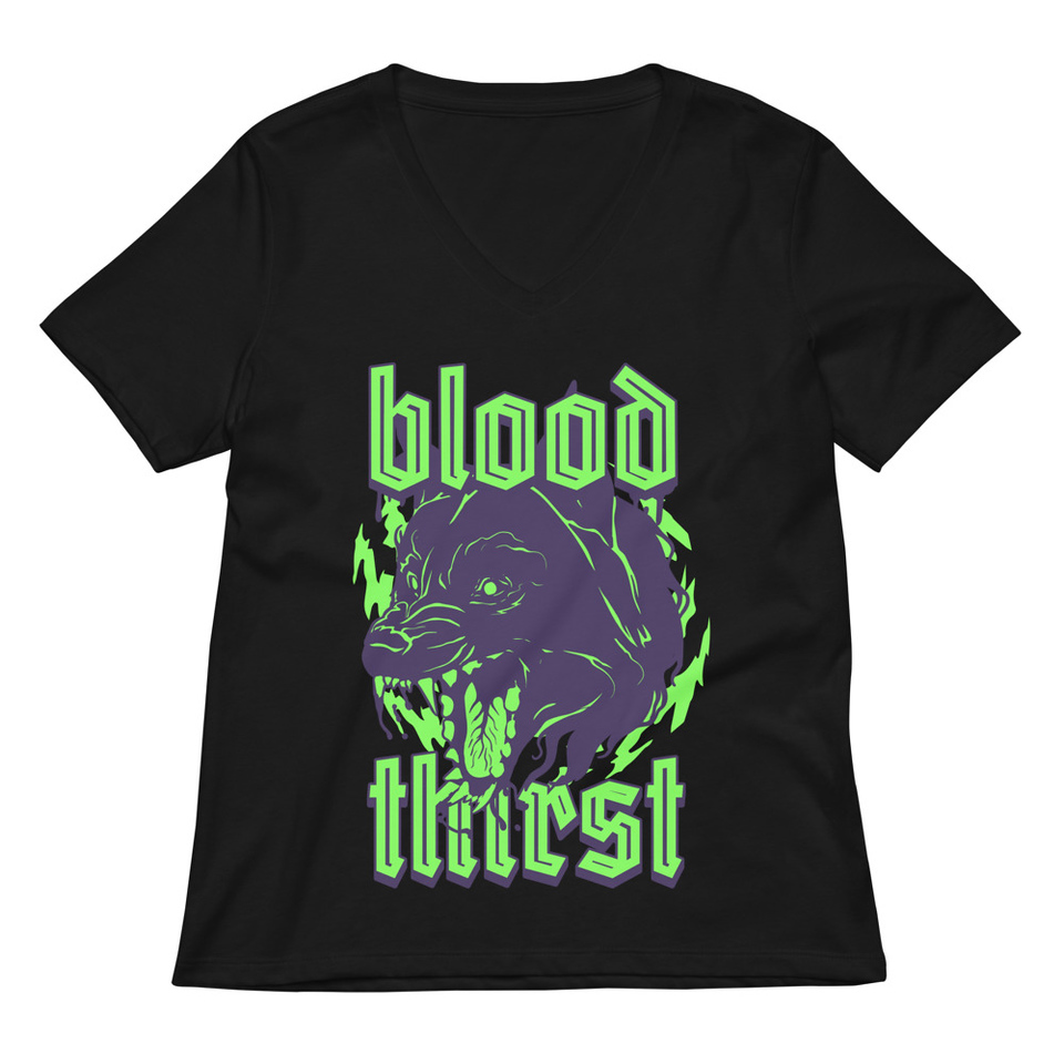 Blood Thirst - Neon Dog Women's Relaxed V-Neck T-Shirt