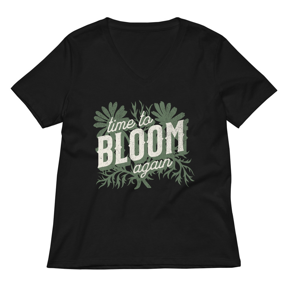 Bloom Again Women's Relaxed V-Neck T-Shirt