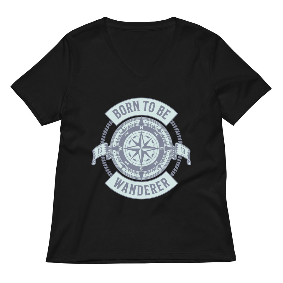 Born to be Wanderer - Compass Women's Relaxed V-Neck T-Shirt