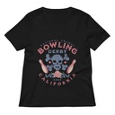 Bowling Derby Champs - Grunge Skull Women's Relaxed V-Neck T-Shirt