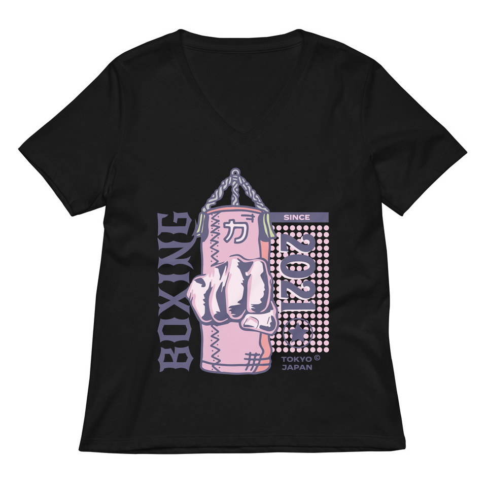 Boxing Fist - Punching Bag Women's Relaxed V-Neck T-Shirt