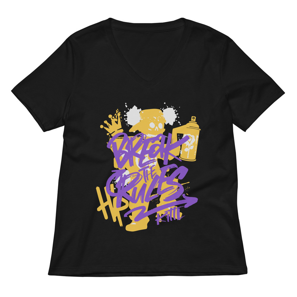 Break the Rules Graffiti - Spray Paint Women's Relaxed V-Neck T-Shirt