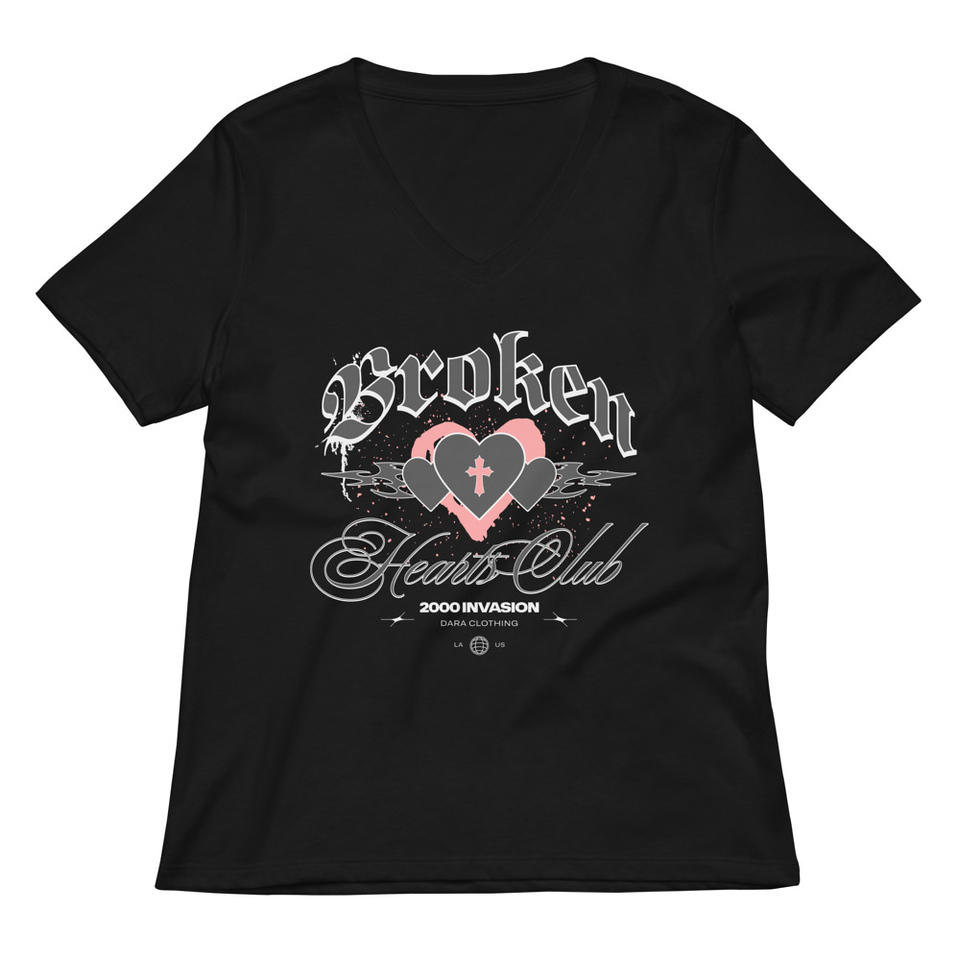Broken Hearts Club Women's Relaxed V-Neck T-Shirt