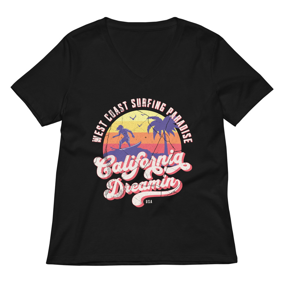 California Dreamin - Beach & Surf Women's Relaxed V-Neck T-Shirt