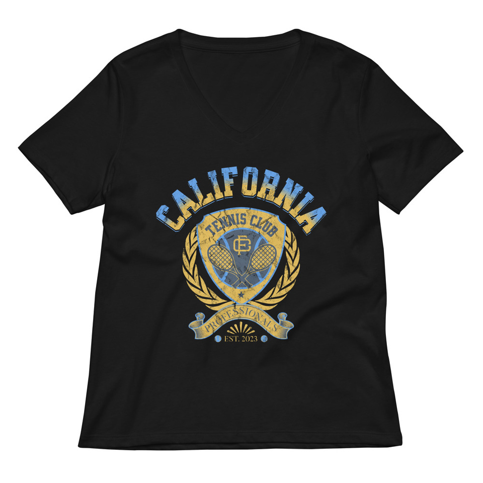 CALIFORNIA TENNIS PROFESSIONALS Women's Relaxed V-Neck T-Shirt