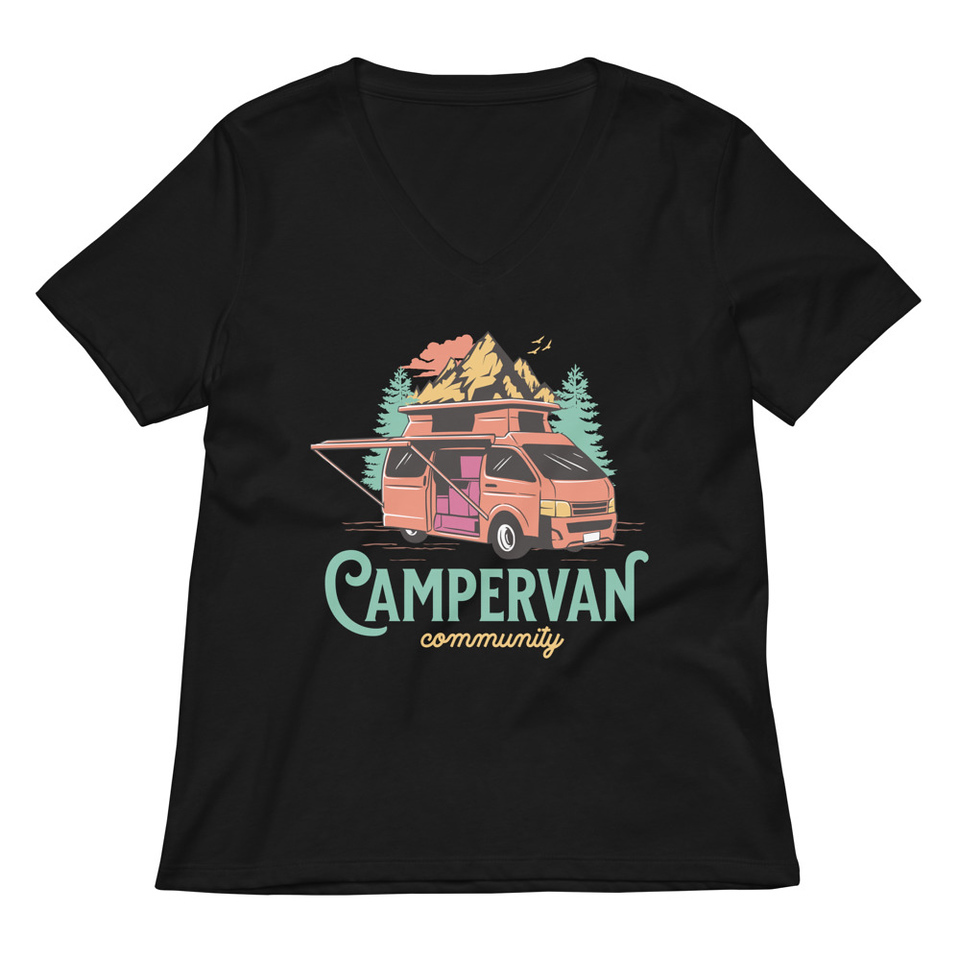 Campervan Community - Outdoor Adventure Women's Relaxed V-Neck T-Shirt