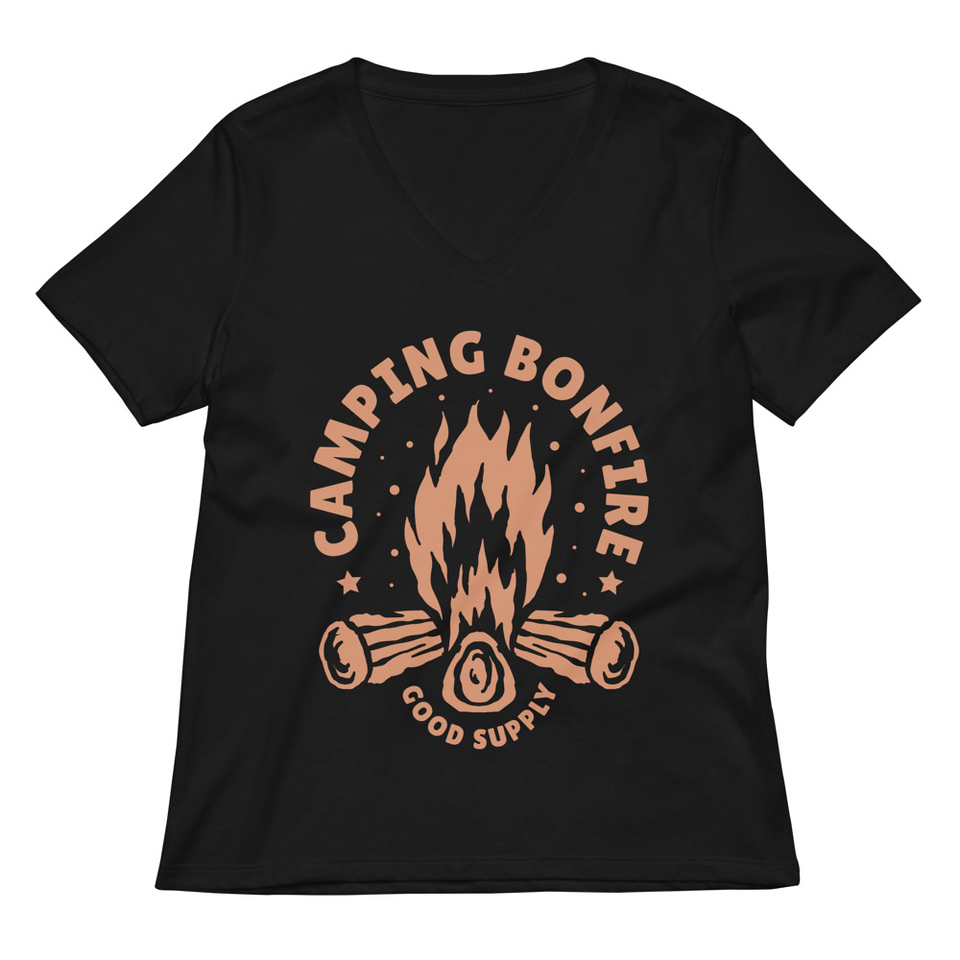 Camping Bonfire - Firewood Women's Relaxed V-Neck T-Shirt