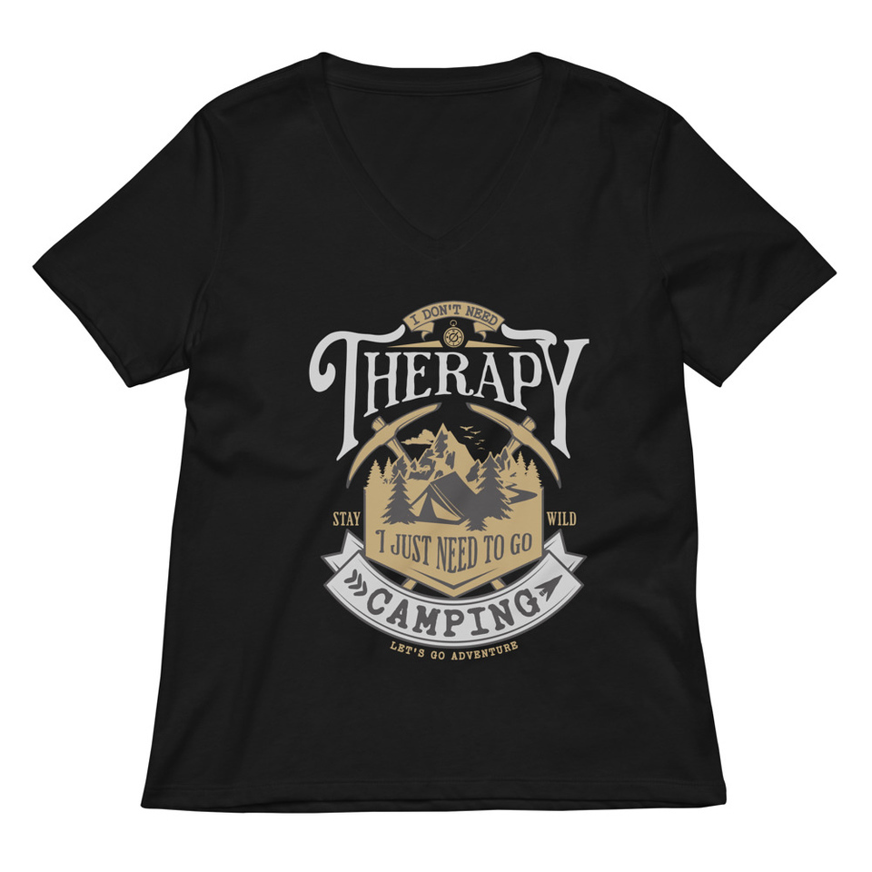 Camping Emblem Women's Relaxed V-Neck T-Shirt