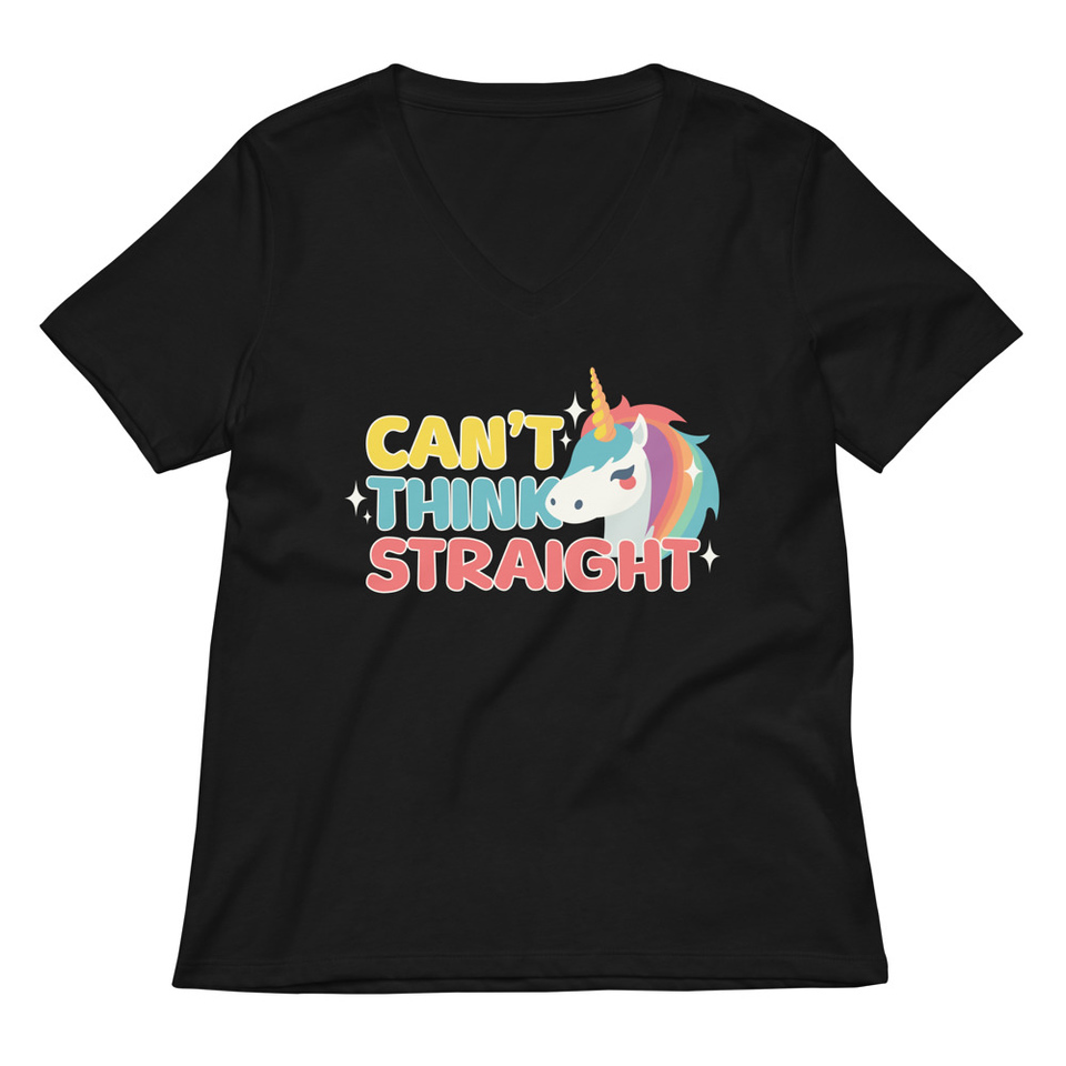 Can't Think Straight (2) Women's Relaxed V-Neck T-Shirt