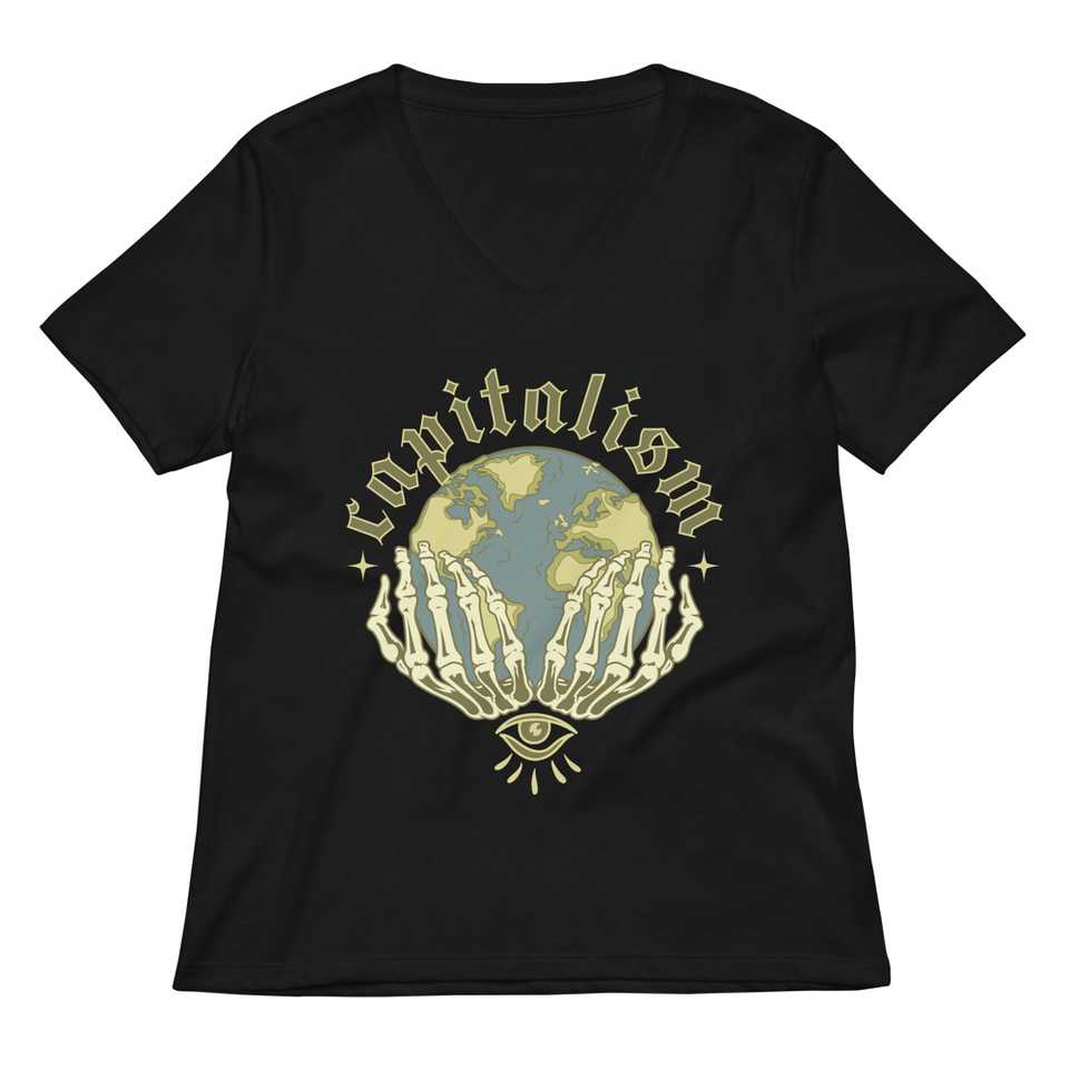Capitalism - Earth Women's Relaxed V-Neck T-Shirt