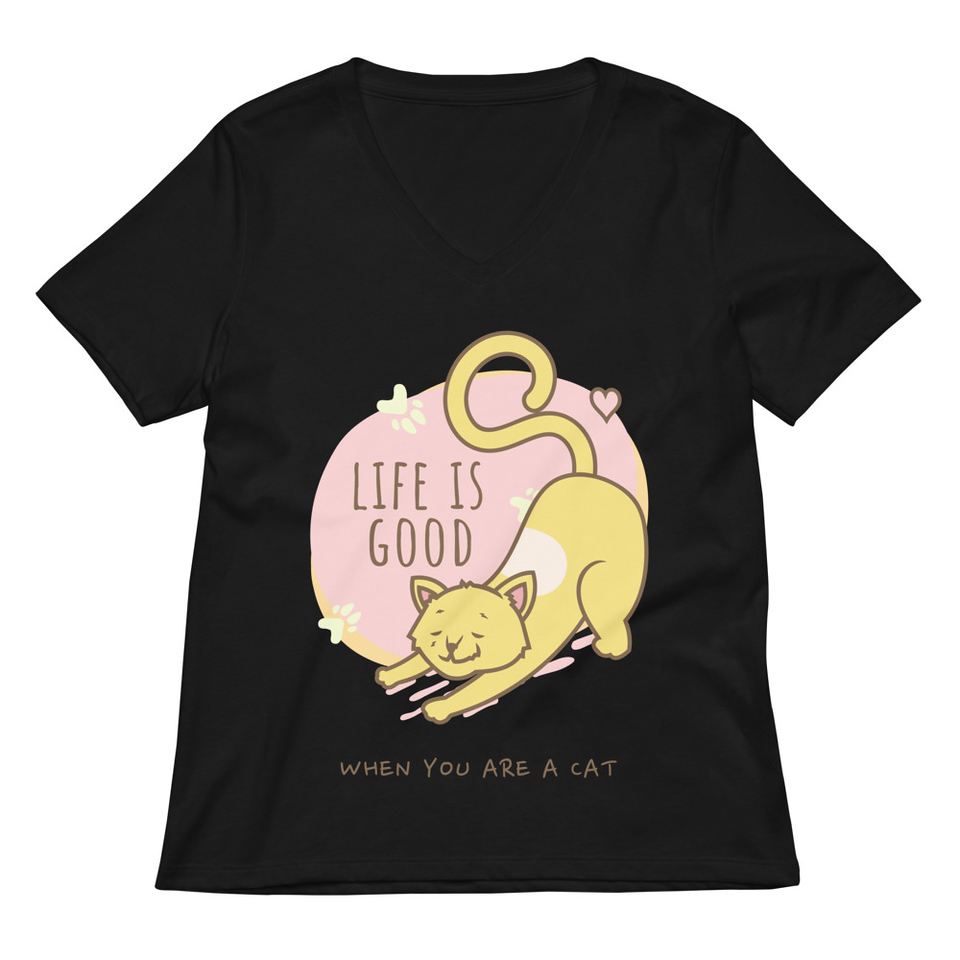 Cat Life - Humor Women's Relaxed V-Neck T-Shirt