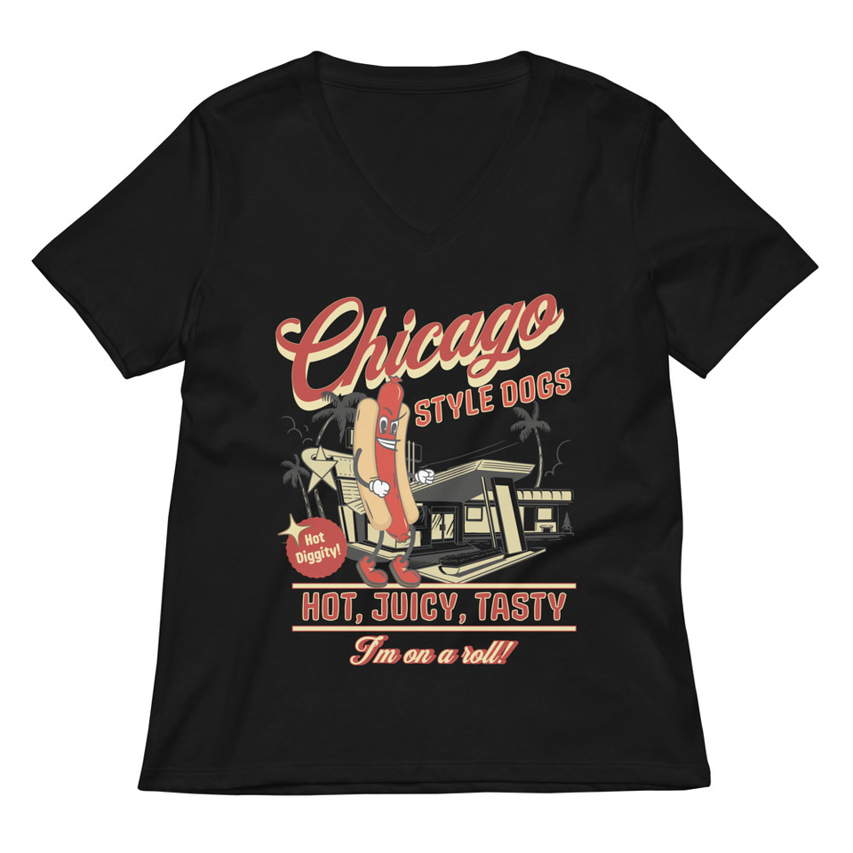 Chicago Style Hot Dogs Women's Relaxed V-Neck T-Shirt