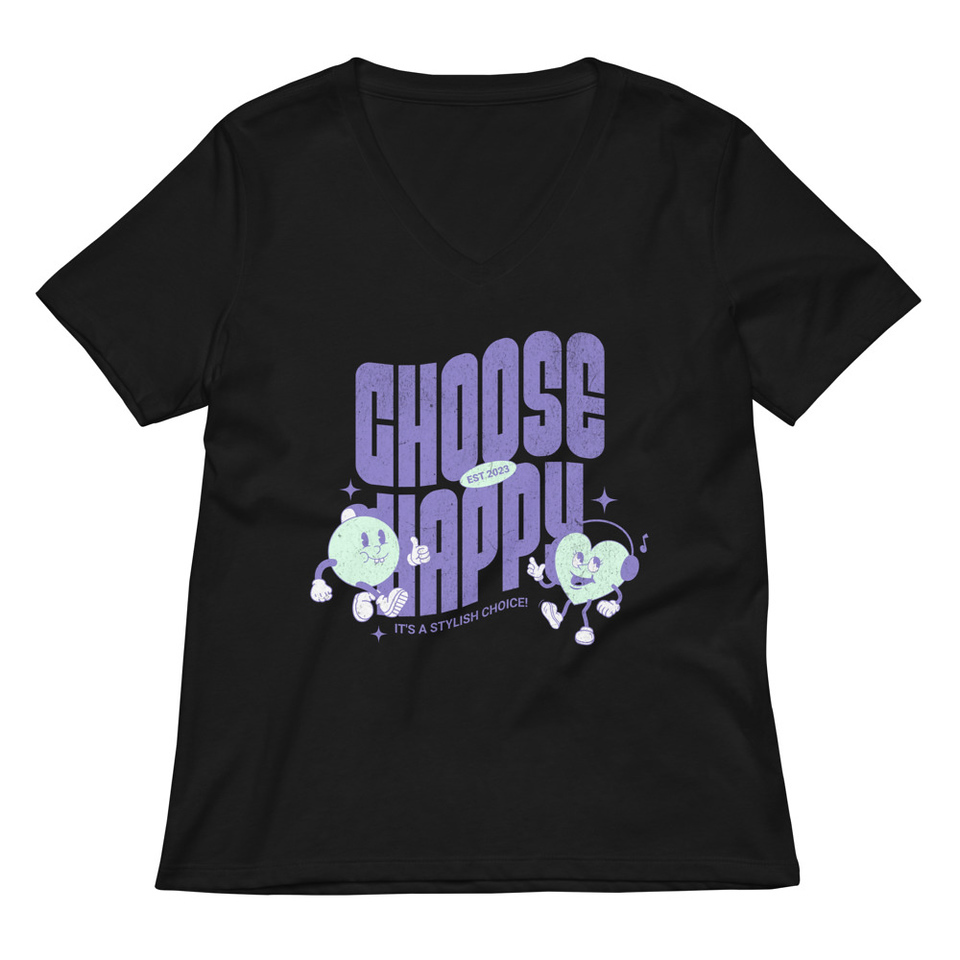 Choose Happy (2) Women's Relaxed V-Neck T-Shirt