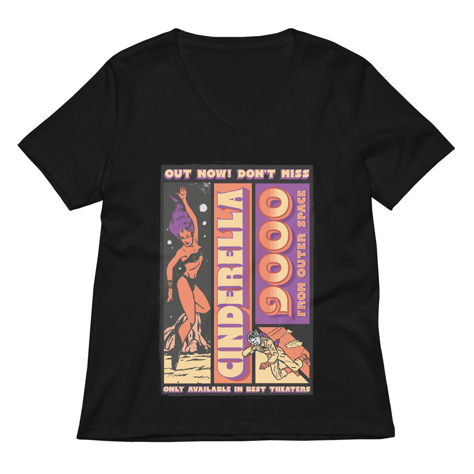 Cinderella 9000 - Retro Astronaut Women's Relaxed V-Neck T-Shirt