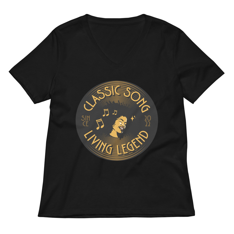 Classic Song - Music Record Women's Relaxed V-Neck T-Shirt