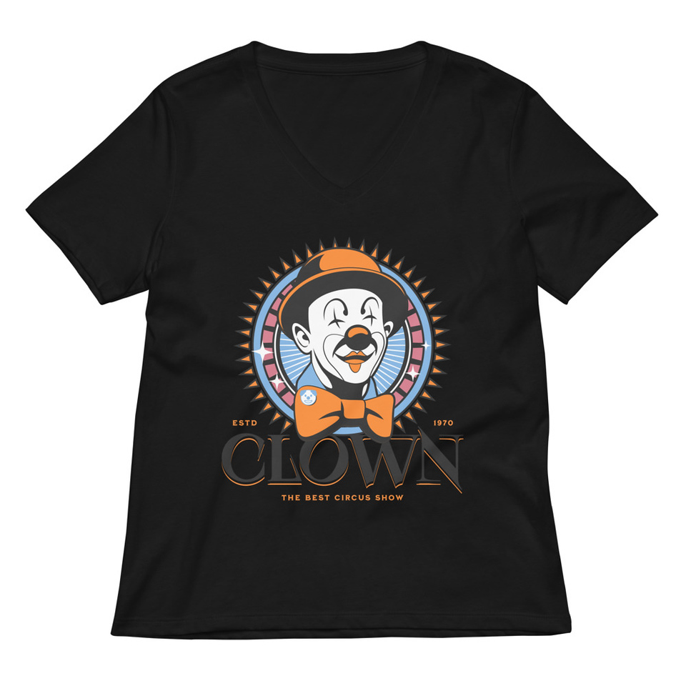 CLOWN LOGO Women's Relaxed V-Neck T-Shirt