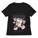 Coffee Break Mascot Women's Relaxed V-Neck T-Shirt
