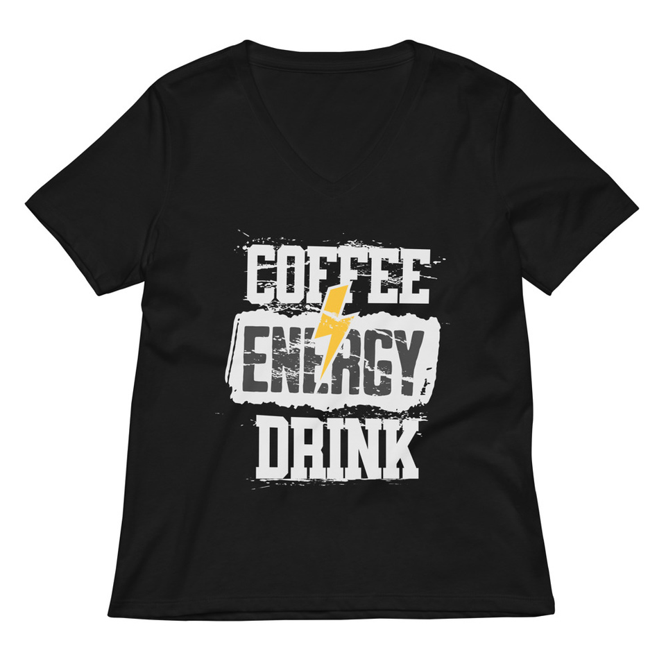Coffee Energy Drink - Grunge Bolt Women's Relaxed V-Neck T-Shirt