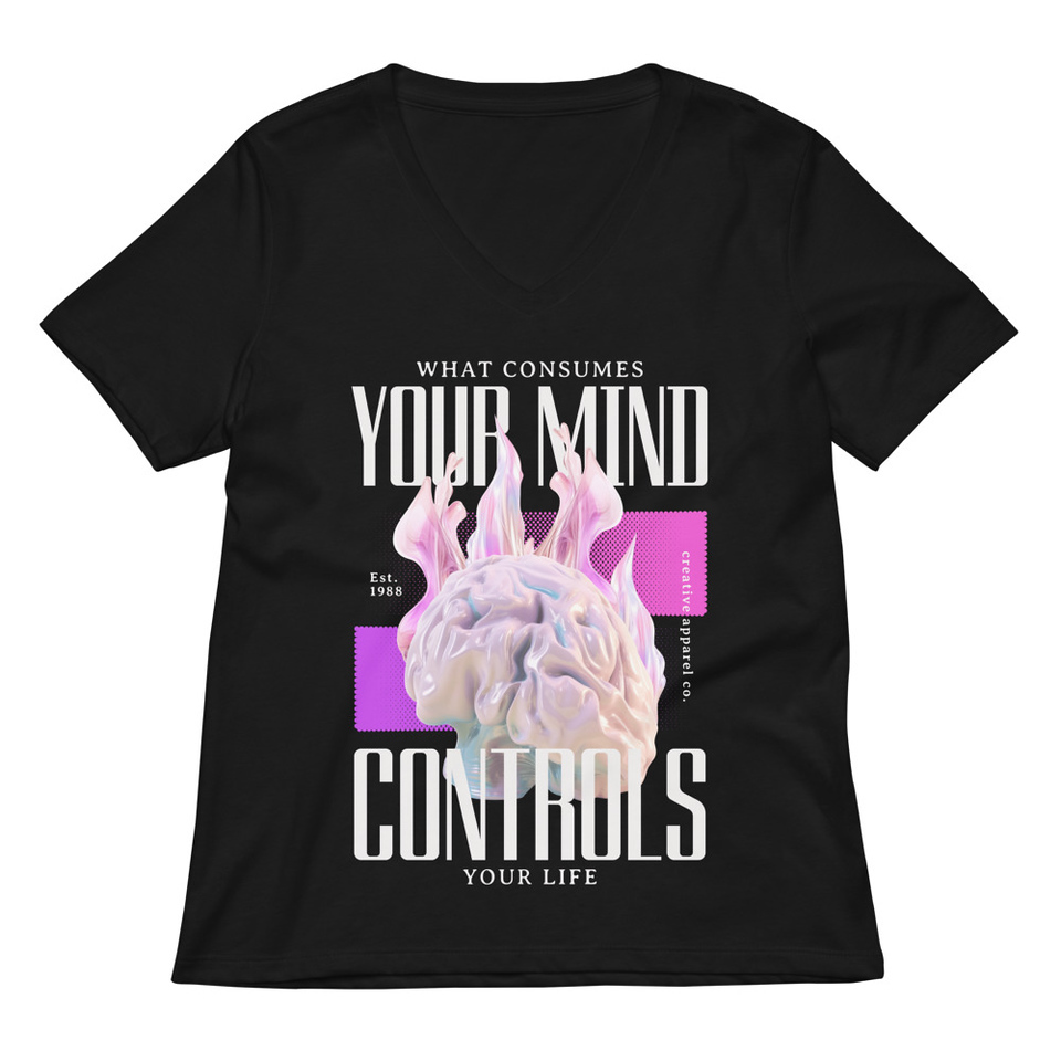 Control your Mind Women's Relaxed V-Neck T-Shirt