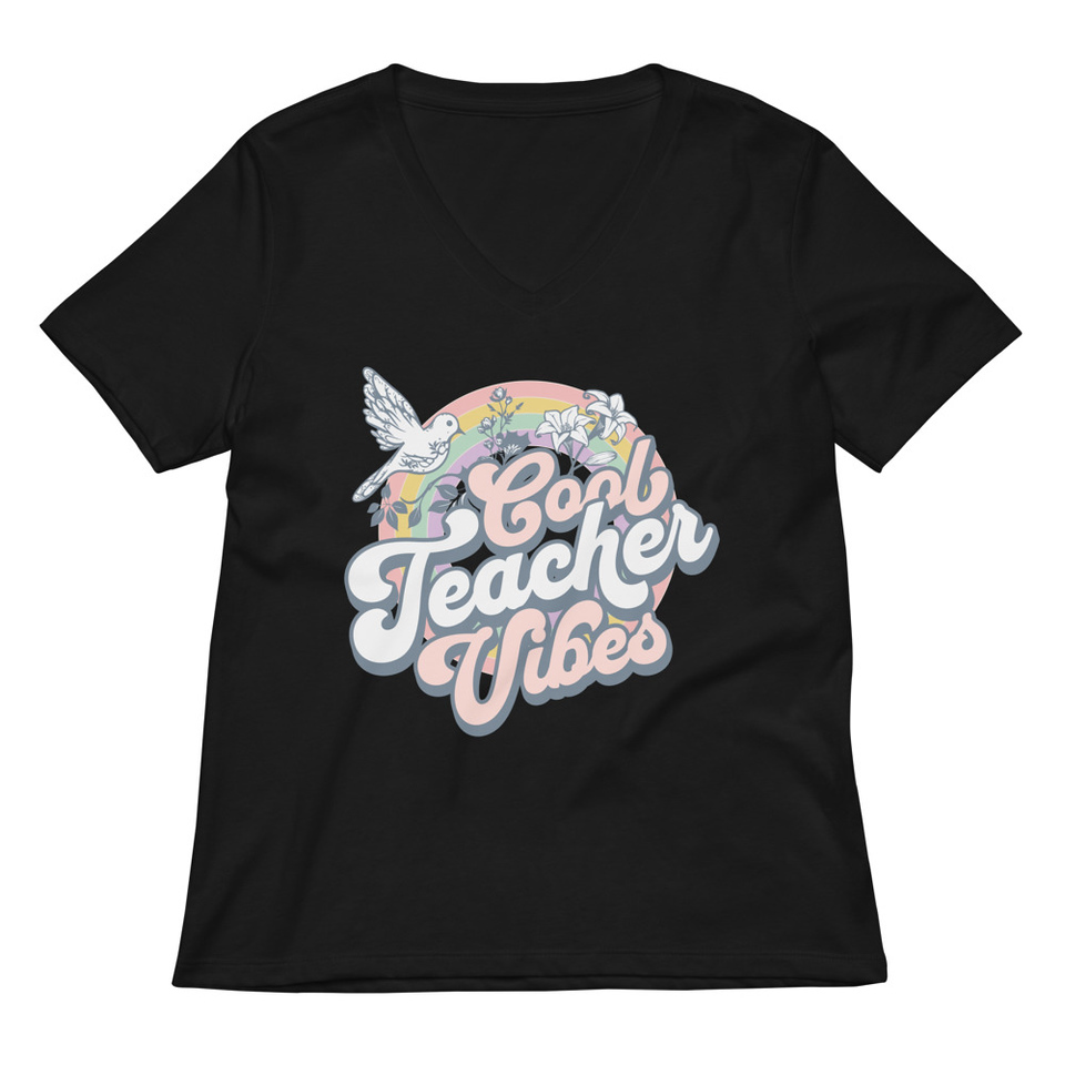 Cool Teacher Vibes Women's Relaxed V-Neck T-Shirt