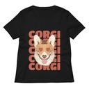 Corgi Loves - Cute Dog Women's Relaxed V-Neck T-Shirt