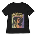 Cosmic Journey Rainbow Retro Women's Relaxed V-Neck T-Shirt