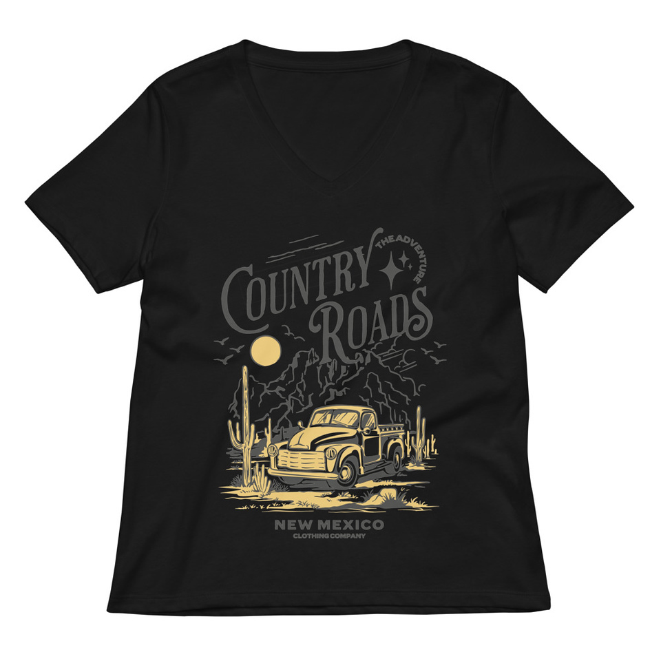Country Roads - Wild West Women's Relaxed V-Neck T-Shirt