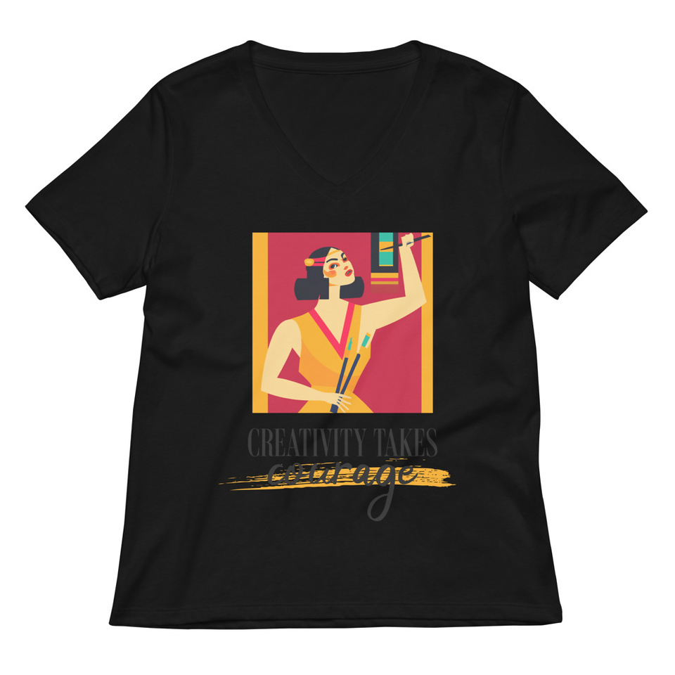 Creativity Takes Courage Women's Relaxed V-Neck T-Shirt