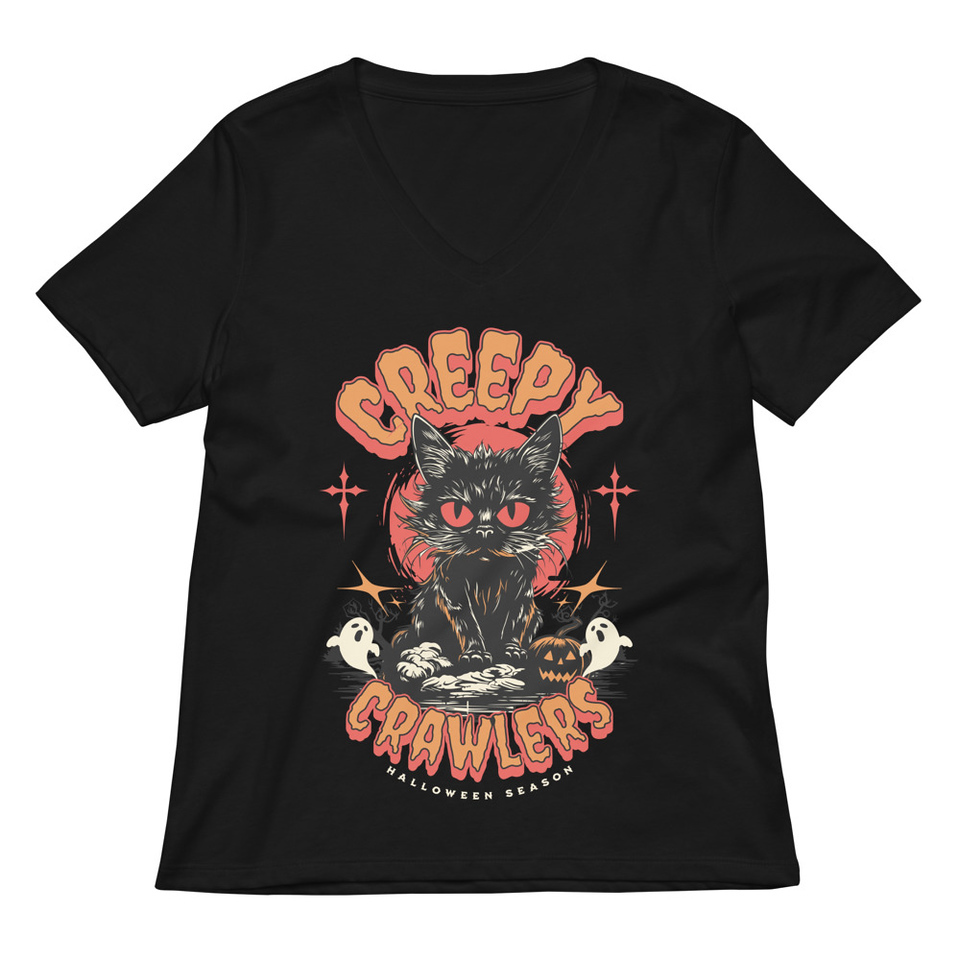 Creepy Crawlers Halloween Women's Relaxed V-Neck T-Shirt