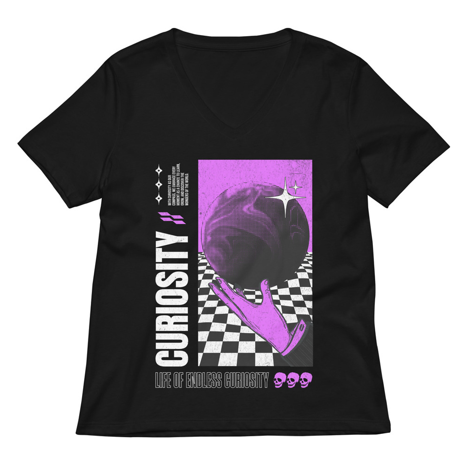 Curiosity Streetwear Women's Relaxed V-Neck T-Shirt