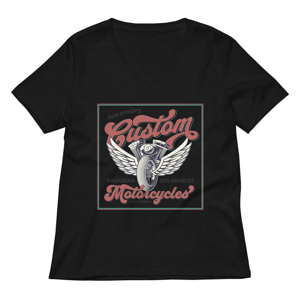 custom motorcycle  Women's Relaxed V-Neck T-Shirt