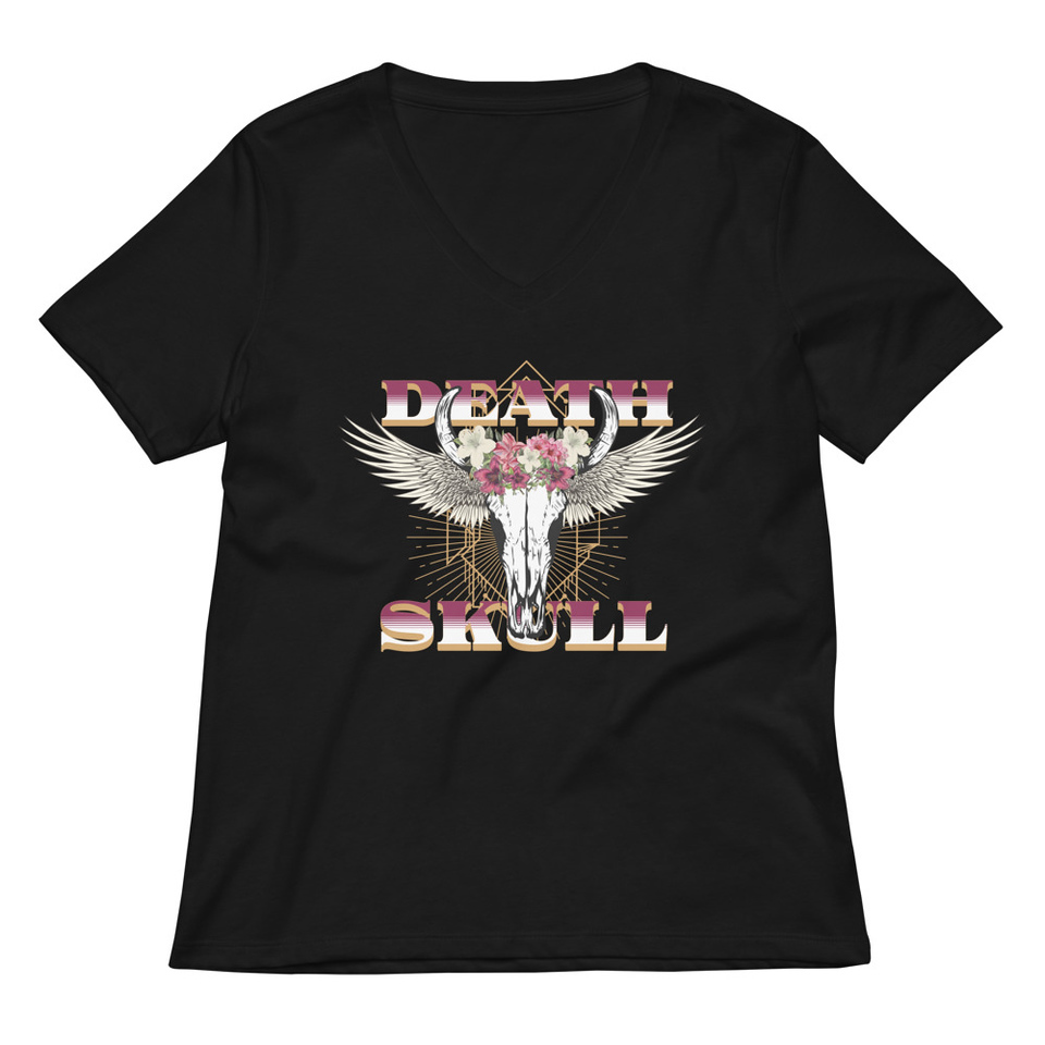 Deah Skull Women's Relaxed V-Neck T-Shirt