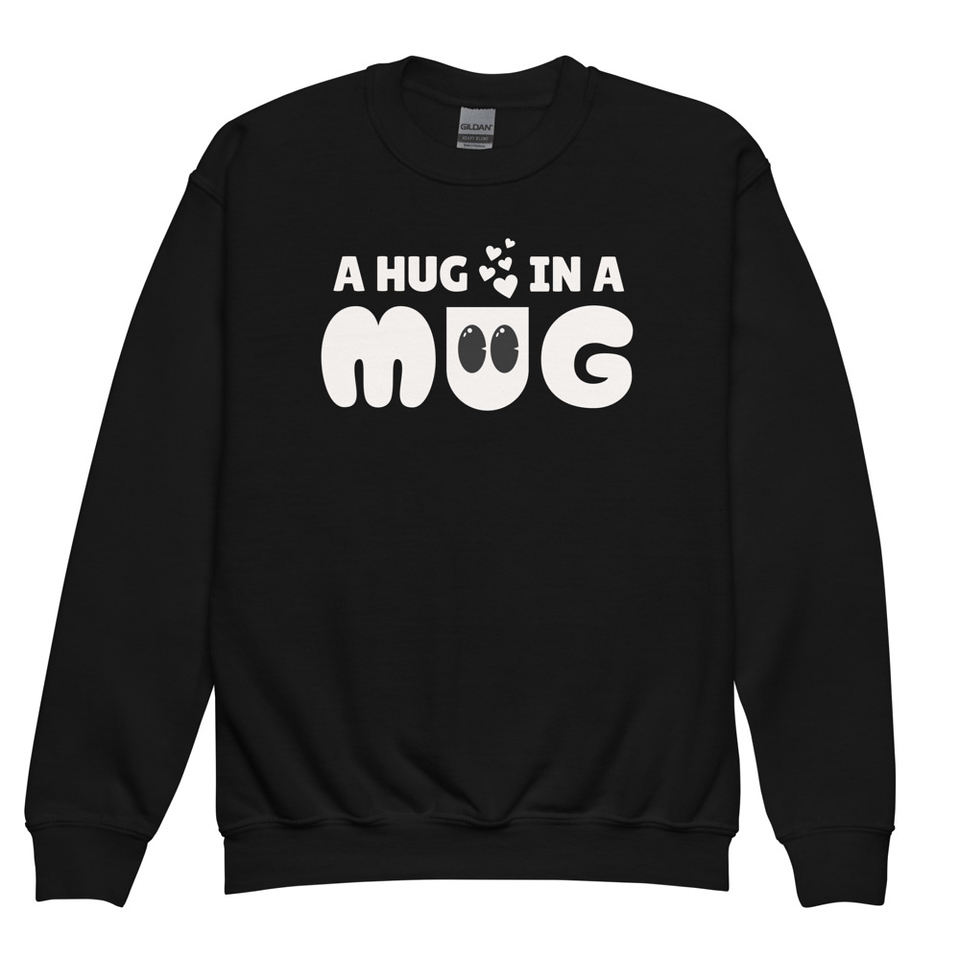 A Hug in a Mug - Funny Cartoon Youth Crew Neck Sweatshirt