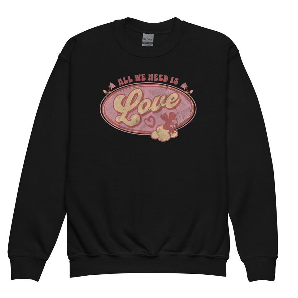 All We Need Is Love - Cupid Youth Crew Neck Sweatshirt