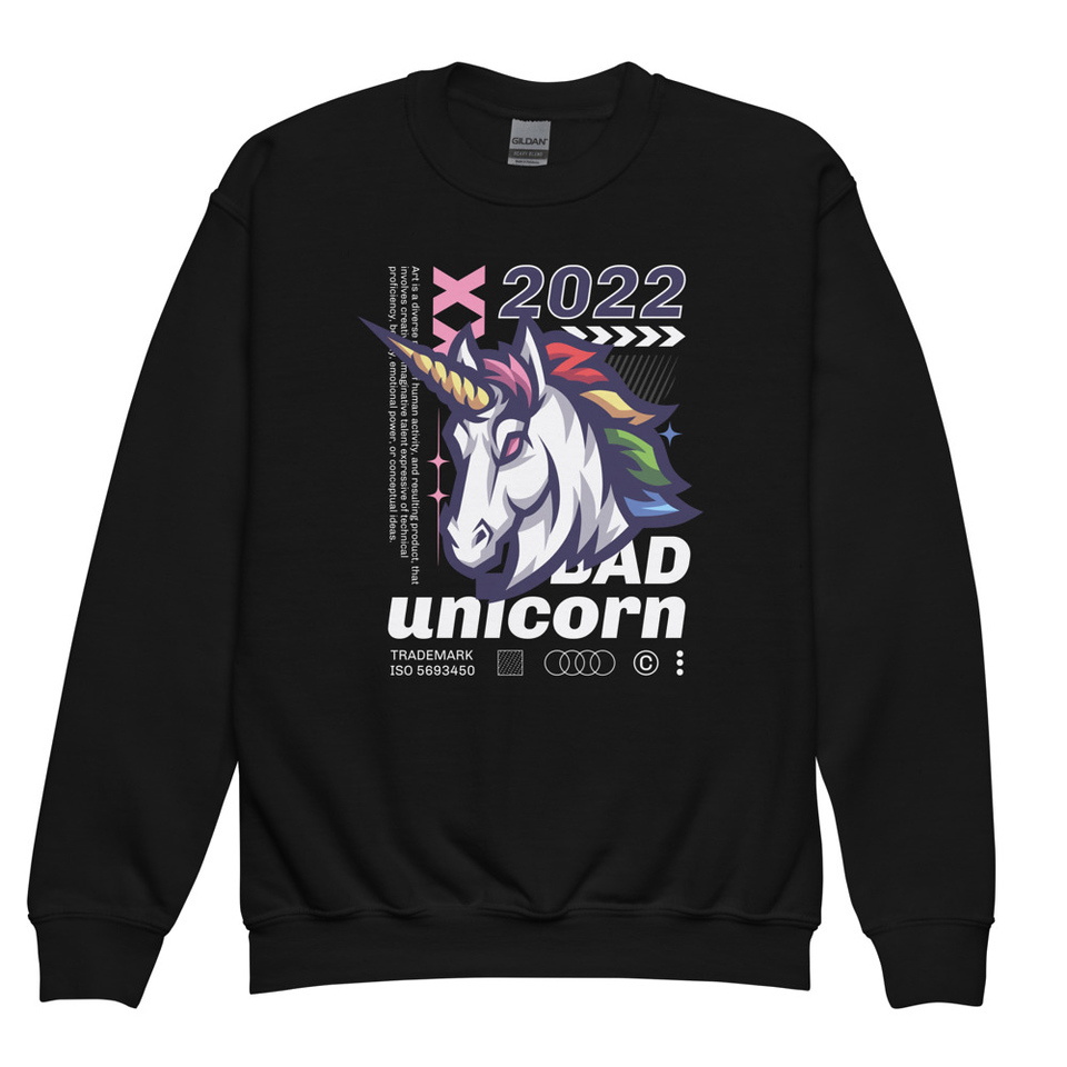 Bad Unicorn - Horse Youth Crew Neck Sweatshirt