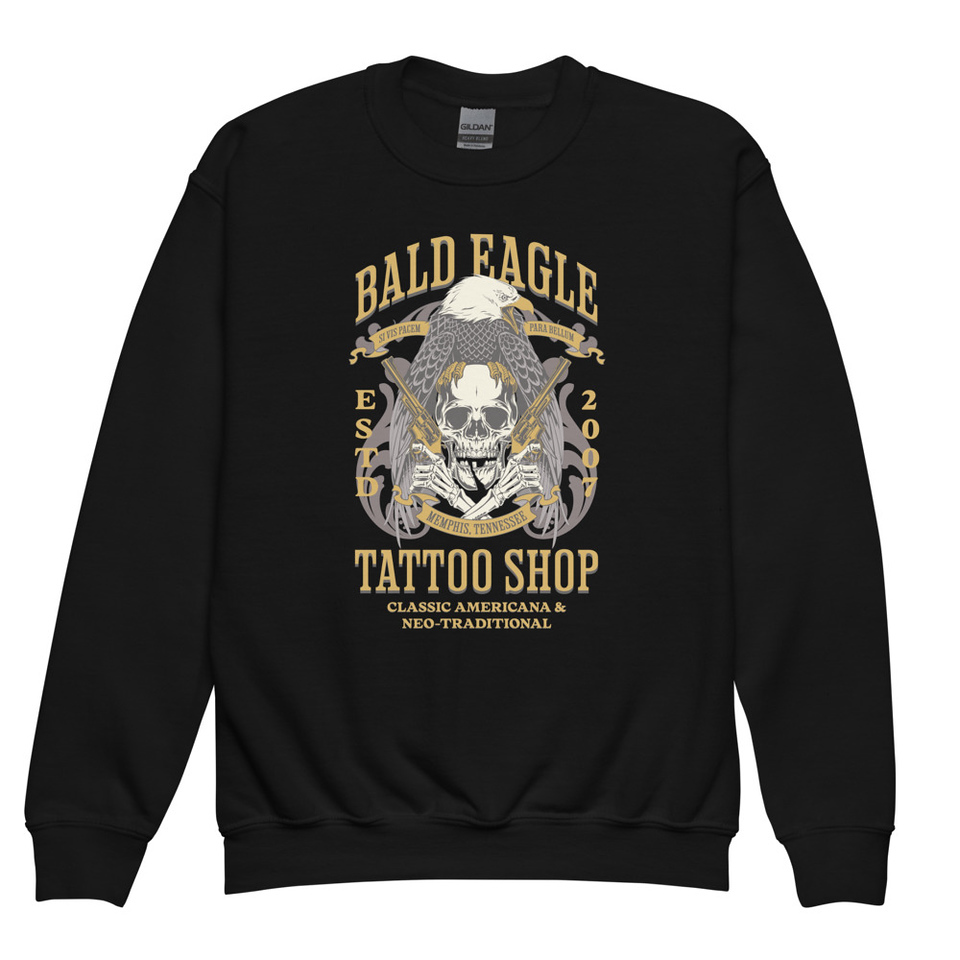 Bald Eagle Tattoo Shop - Skeleton Youth Crew Neck Sweatshirt