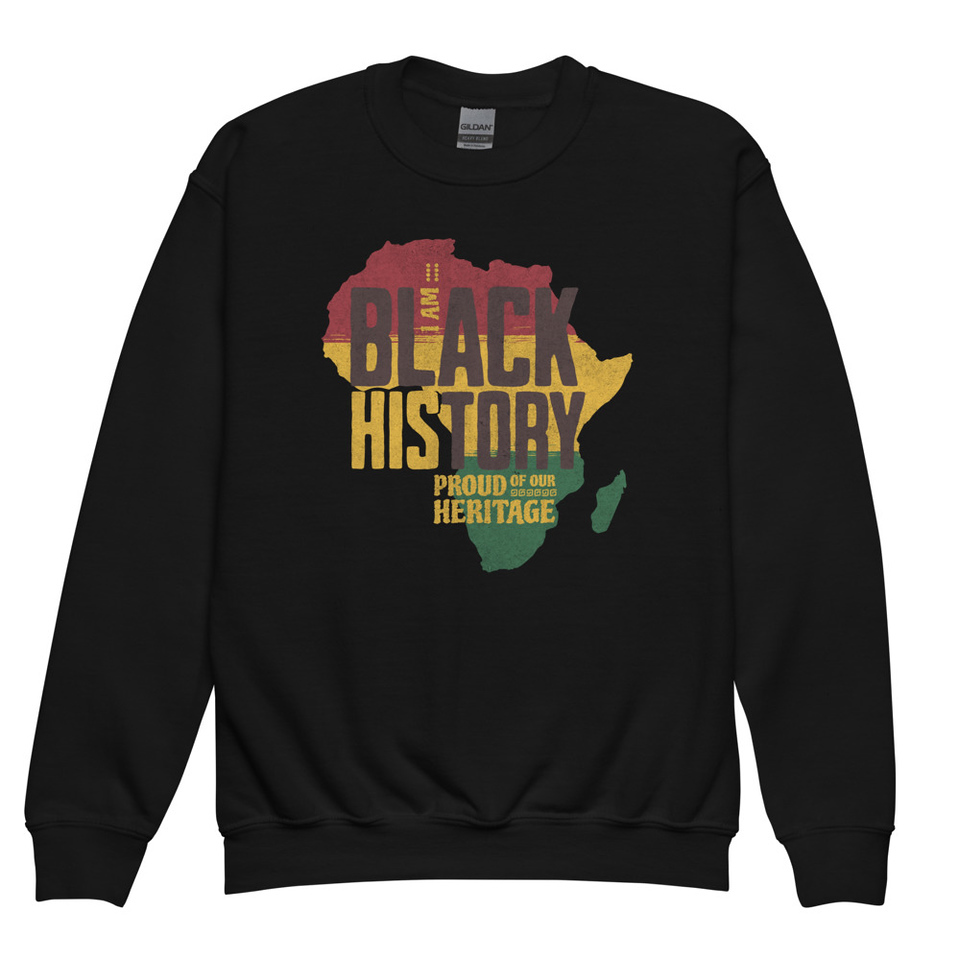 Black History - Heritage Map Youth Crew Neck Sweatshirt