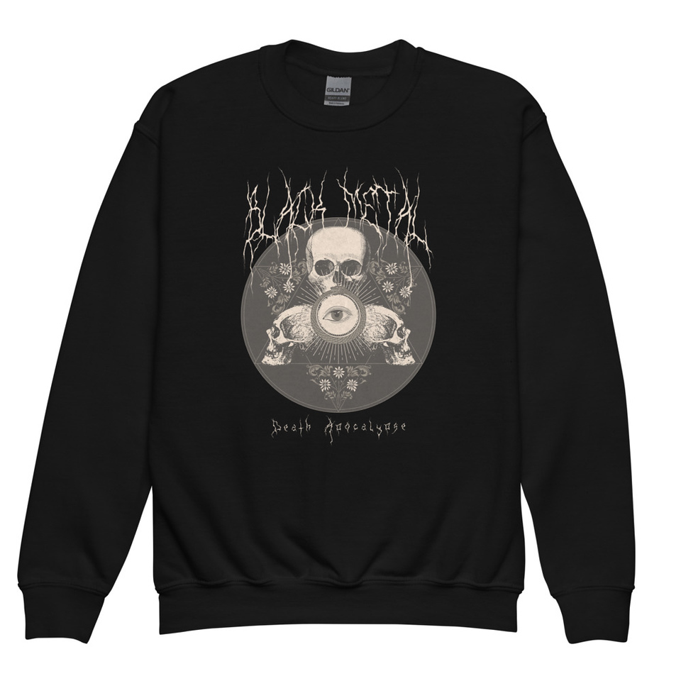 Black Metal - Hardcore skull theme design Youth Crew Neck Sweatshirt