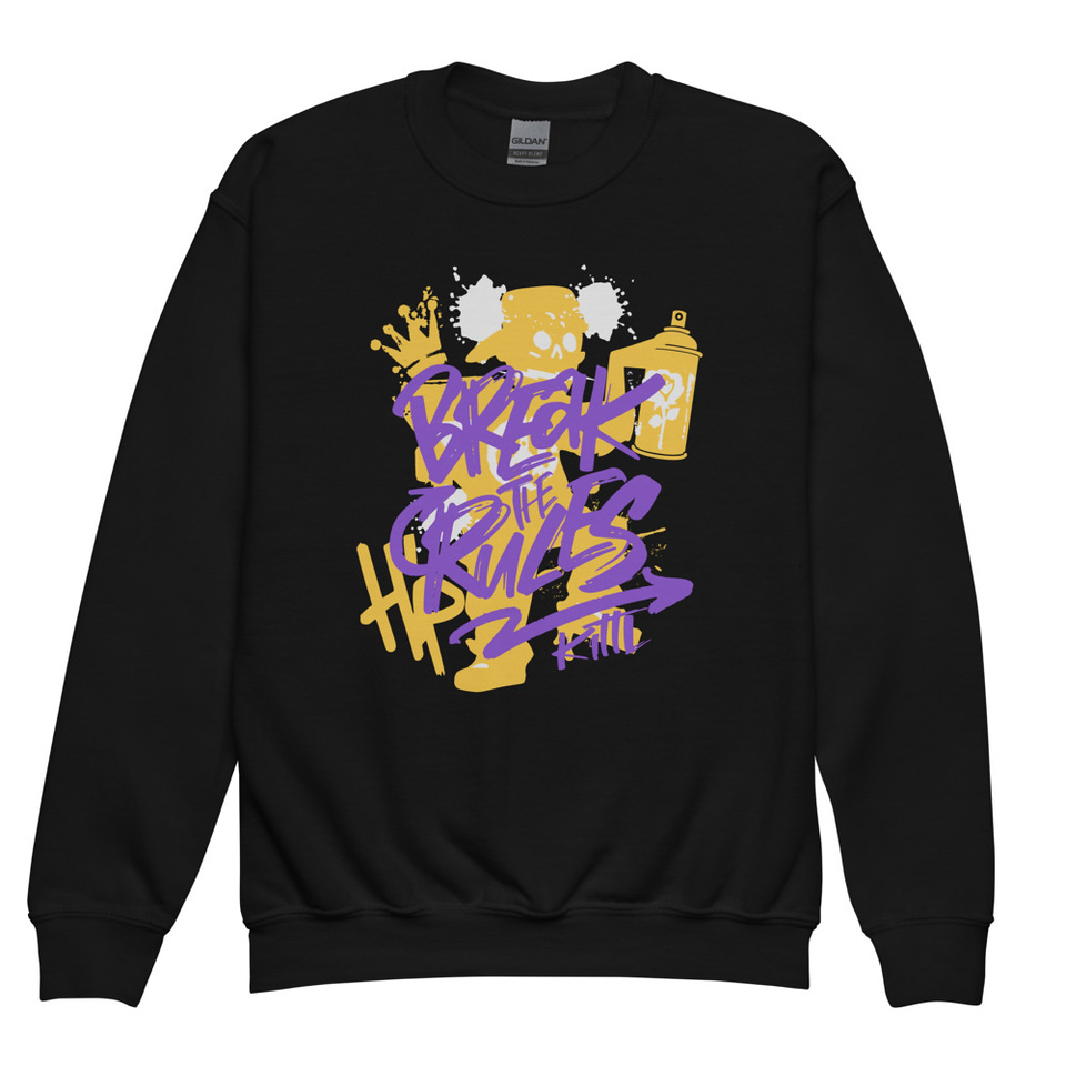 Break the Rules Graffiti - Spray Paint Youth Crew Neck Sweatshirt
