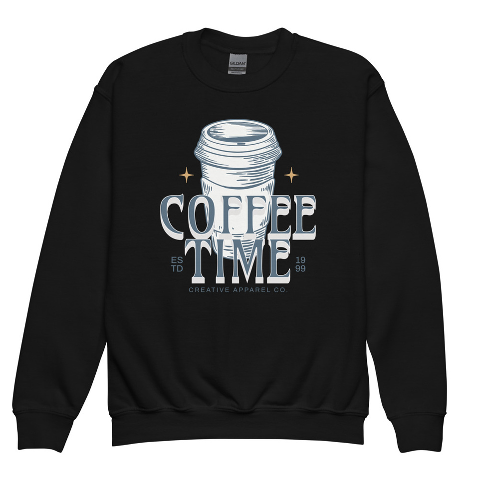 Coffee Time Youth Crew Neck Sweatshirt