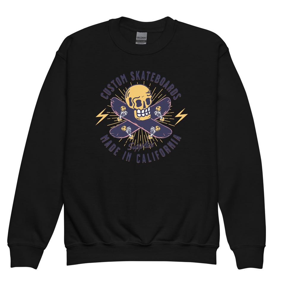 Custom Skateboards - Skull Youth Crew Neck Sweatshirt