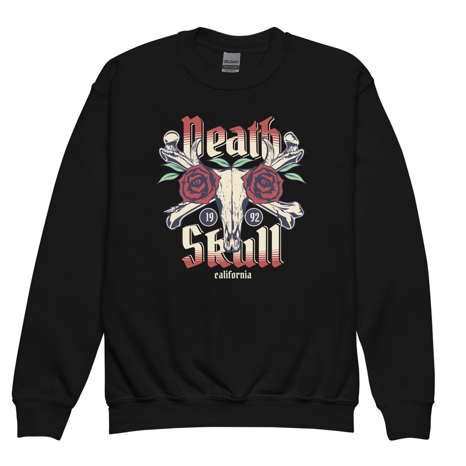 Death Skull - Flower Youth Crew Neck Sweatshirt
