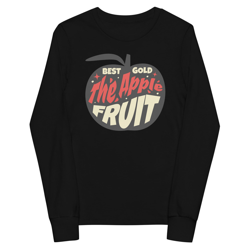 Apple Fruit - Typographic Lettering Youth Long Sleeve Tee